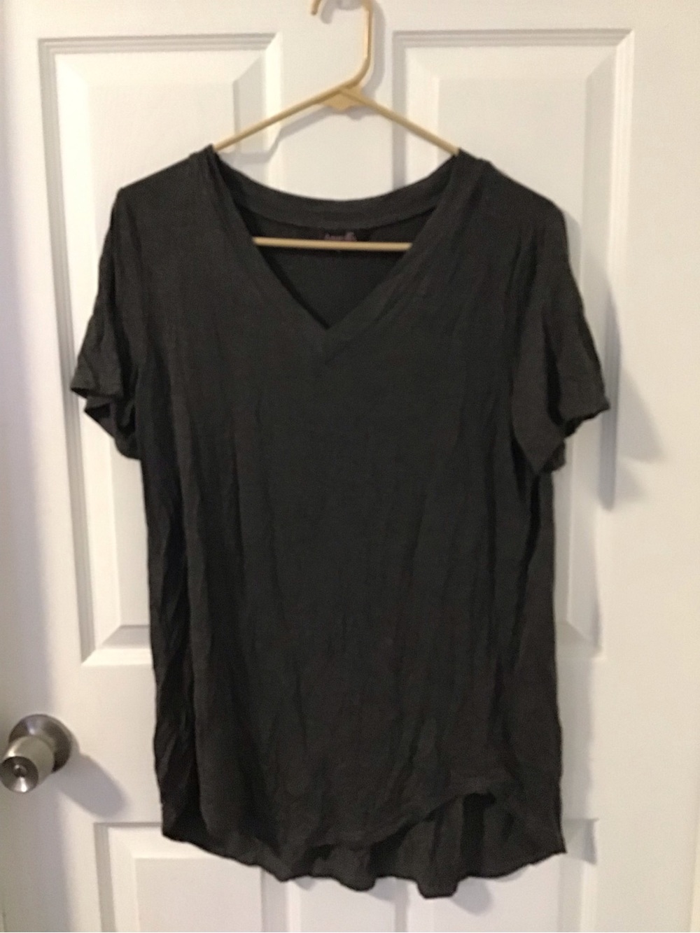 Amaryllis Charcoal V-Neck Short Sleeve Tee